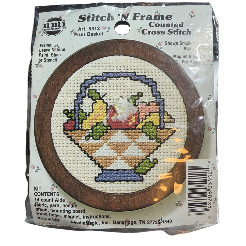 NeedleMagic Cross Stitch Kit Fruit Basket Art‎ 5912 Vintage New